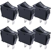 mxuteuk 6pcs Snap-in Boat Rocker Switch Toggle Power SPST ON-Off 2 Pin AC 250V 15A 125V 20A, Use for Car Auto Boat Household 