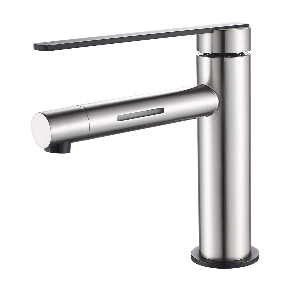 GRIFEMA Dover, LED Bathroom Basin Mixer Tap with 2 Colors Changing, Nickel Brushed