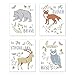 Sweet Jojo Designs Blue, Grey, Brown and Orange Wall Art Prints Room Decor for Baby, Nursery, and Kids for Woodland Animal Toile Collection - Set of 4 - Brave, Clever, Strong, Wise