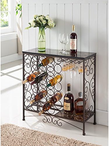 K and B Furniture Co Inc K and B Furniture Co Bronze Metal Storage Wine Rack