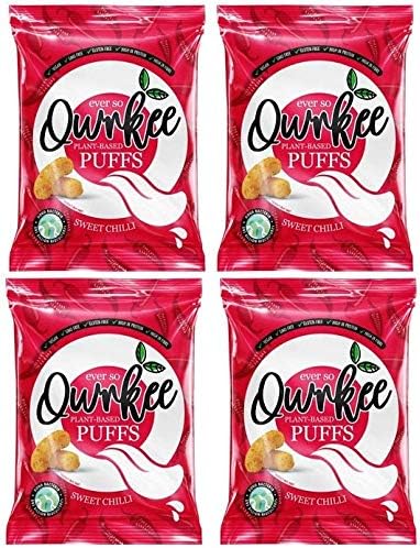 Qwrkee Pea Protein Gut Friendly Puffs Sweet Chilli Flavour 80g (Pack of 4)