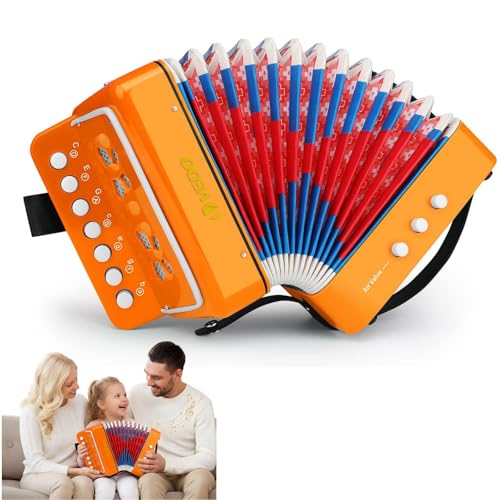 VEDO Acordeon Infantil 10 Teclas, Mini AcordeãO de Brinquedo, Adequado Para CriançAs E Iniciantes, Material de Resina ABS de Segurança, Leve E PortáTil, CriançAs com Mais de 3 Anos e Idade