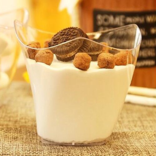 image for Tosnail 50 Pack 4oz Triangular Dessert Appetizer Tumbler Cups Plastic 