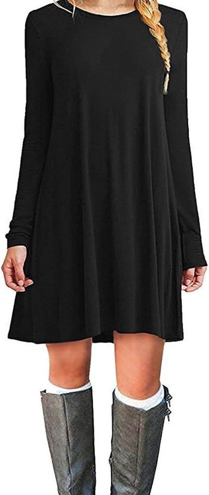 ZNYSTAR Women's Summer Loose Short Sleeves Casual Dress Blouses Dress Loose Tunic Casual T-shirt Dress