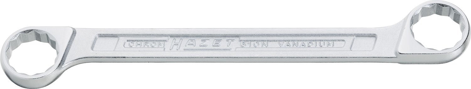 HAZET 610N-14X15 154.5 mm Hexagon Traction Profile Polished Head Double Box-End Wrench - Chrome-Plated