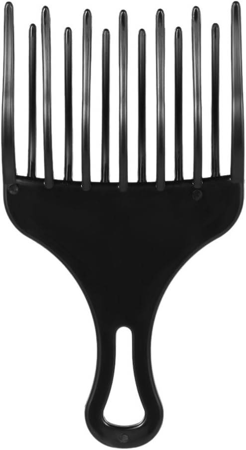 Ritioner 1Pc Hair Comb Insert Afro Hair Pick Comb Hair Fork Comb Plastic High & Low Gear Comb Hairdressing Styling Tool Black for Man & Woman