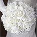 StillCool Wedding Bouquets, Crystal Pearl Silk Roses Bridal Bridesmaid Wedding Hand Bouquet Artificial Fake Flowers (18cm x 24cm, 4 Pack Pure-White)