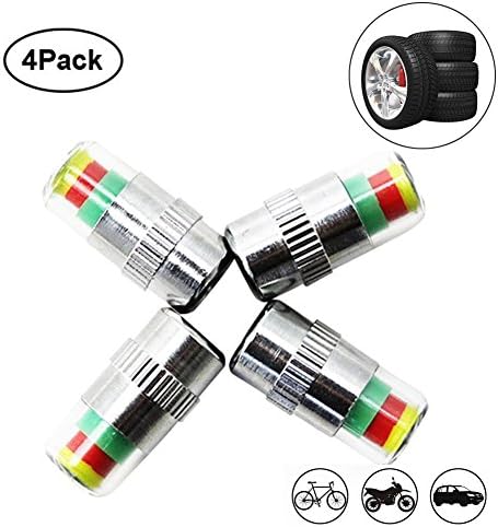 Jaklove Tire Pressure Monitor Cap Valve Stem Caps Sensor Indicator 3 Color for Cars,Motorcycles,Bicycles 4 Pcs