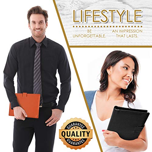 Genuine Leather Rocketbook Cover Everlast - Letter Size Notebook Cover with Pen Holder and Pockets for Business and Credit Cards - A4 Size Soft Black Leather Cover - Thumbnail 6