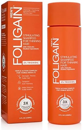 Foligain® Men's Anti-Hair Loss Shampoo 2% Trioxidil Protects Fine and Thinning Hair Natural Ingredients, Transparent