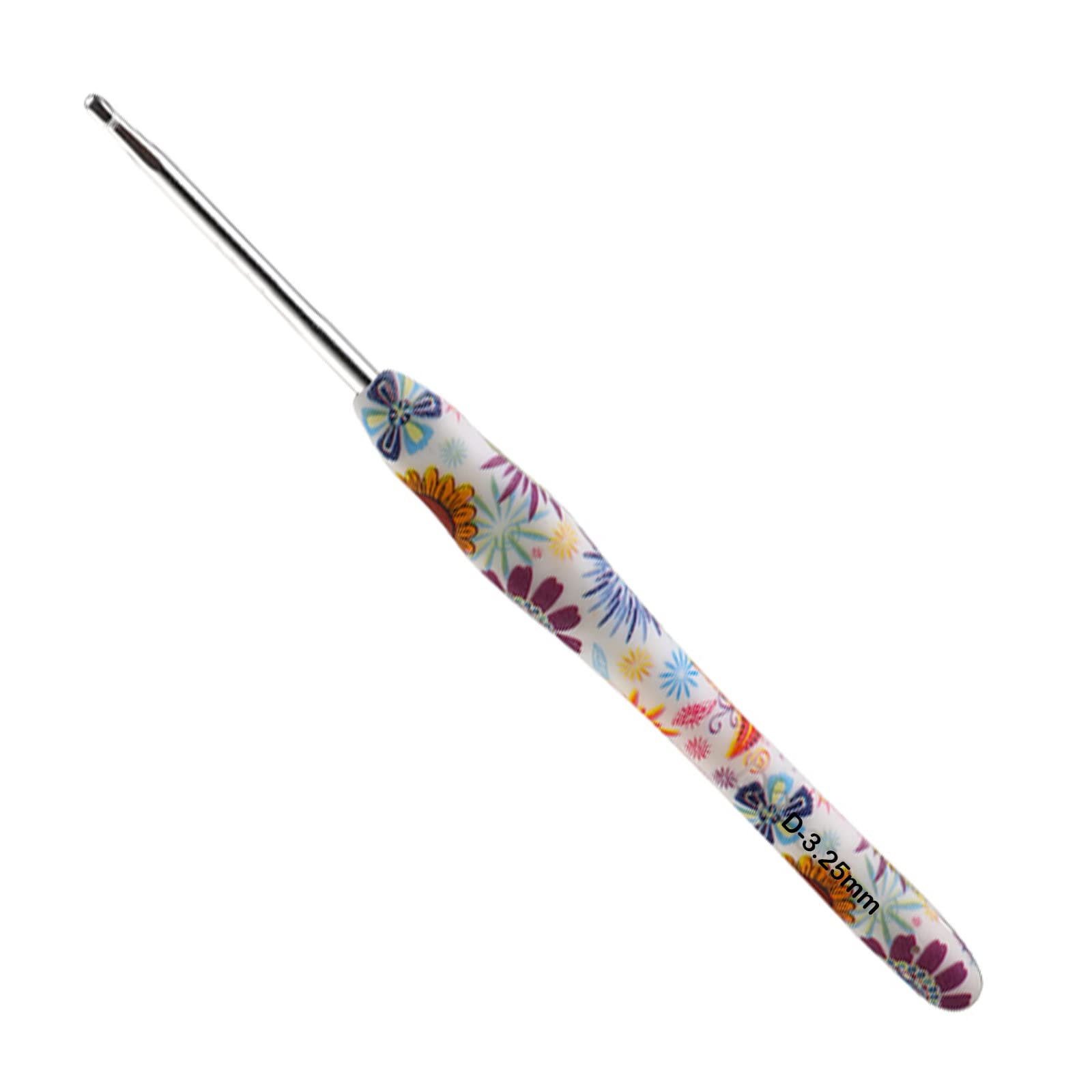 Coopay Crochet Hook 3.25mm UK Size, Solid Metal, Lightweight Ergonomic Rubber Grip for Arthritic Hands
