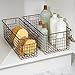 mDesign Metal Wire Bathroom Storage Basket Organizer with Handles for Organizing Master or Guest Bathrooms, Linen, Hallway, or Entryway Closets, Bedroom, or Laundry Room - Concerto Collection - Bronze