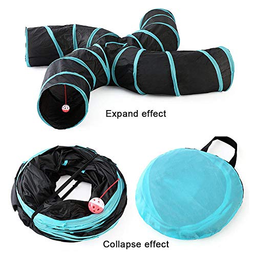 FOONEE Pet Cat Tunnel Toys 4 Way,Indoors Collapsible Cat Tunnels Tubes with Storage Bag,Large Cat Tunnel Play Toy Crinkle for Kitty, Puppy, Rabbits, Kitten, Guinea Pig Outdoor Playing - Thumbnail 4