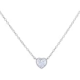Jewels By Lux Sterling Silver Womens Heart Cubic-Zirconia Heart Charm Necklace Size 16 + 2 Inches