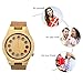 FunkyTop Mens Women Unisex Retro Natural Bamboo Wooden Watches Japan Movement Quartz with Leather Strap 12 Holes Design Wristwatches(Brown#1)