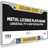 Desert Cactus Golden State Warriors Car Accessories NBA Basketball Team Metal License Plate Frame and Tag Holder for Front or Rear of Car (Team Name)