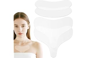 Penitue 4pcs Chest and Neck Wrinkle Pads, Silicone Reusable Anti Wrinkle Patches Women Neck Cleavage Beauty Accessory for Sle