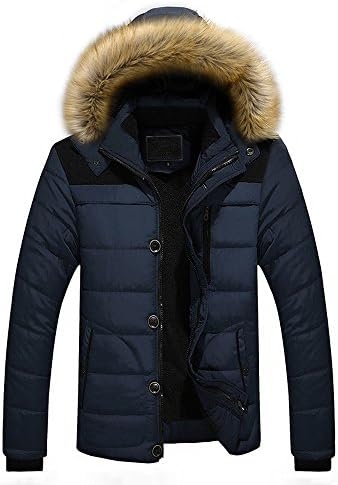 QUINTRA Men Outdoor Warm Winter Thick Jacket Plus Fur Hooded Coat Jacket