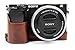 CEARI PU Leather DSLR Camera Half Case Bottom Mount for Sony Alpha A6000 A6300 - Coffee