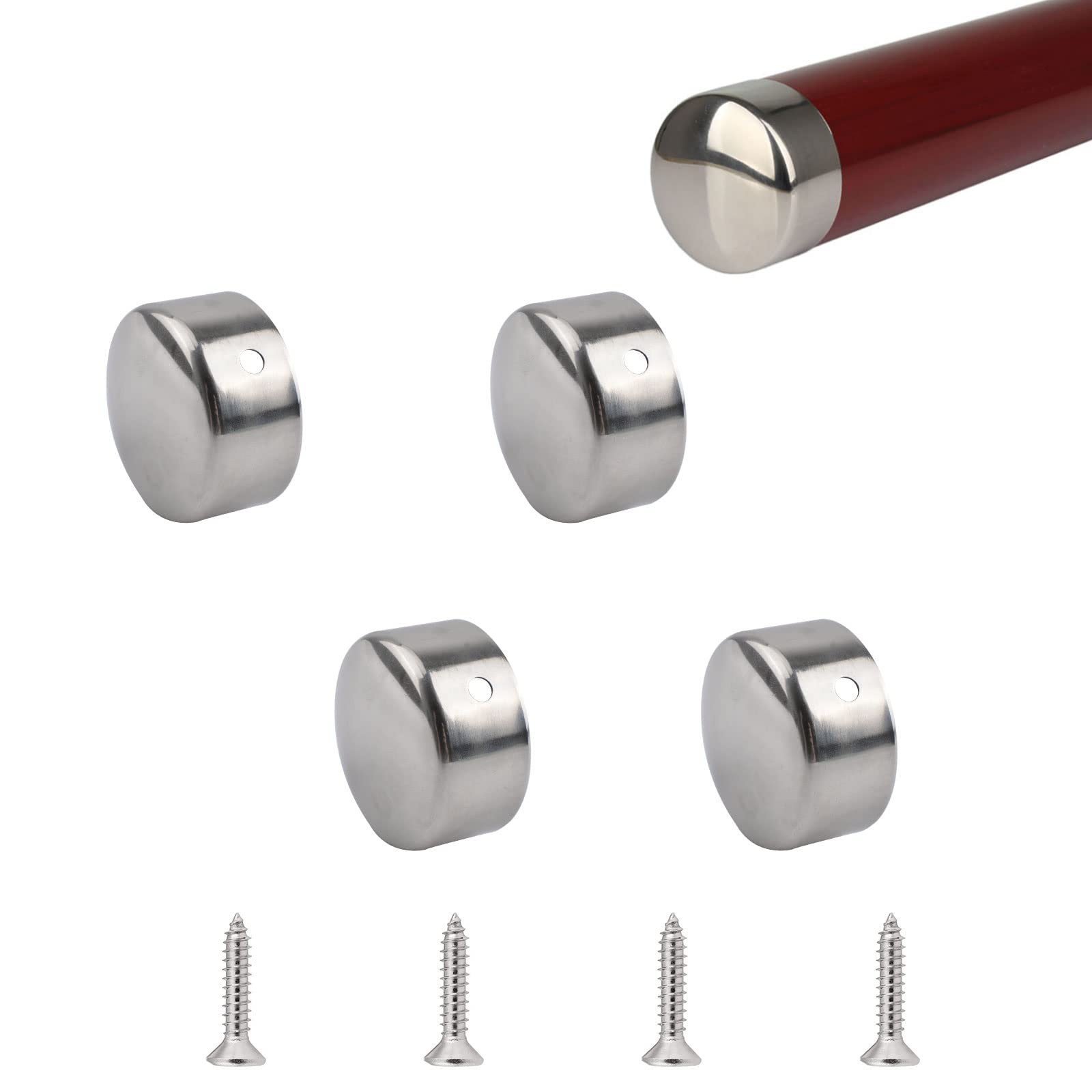 UFURMATE 4PCS 45mm Stainless Steel Round Handrail End Caps for Staircase Steps