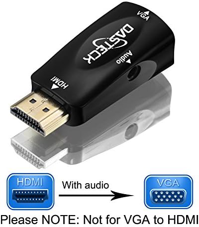 Dasteck® 1080p HDMI Male to VGA Female Video Converter Adapter with 3.5 mm audio cable for PC, TV, Laptops, and Other HDMI Devices