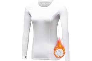 TERODACO Women's Fleece Lined Thermal Long Sleeve Running Athletic Shirts Compression Base Layer Yoga Shirts for Women