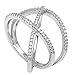 Beaux Bijoux Sterling Silver CZ Double X Off-Center Ring