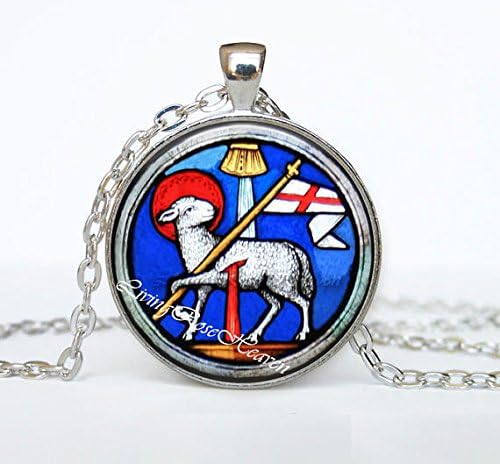 Huangwiglass Christian jewelry, Lamb of God pendant, Catholic necklace