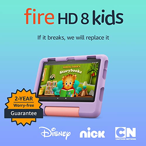 Amazon Fire HD 8 Kids tablet, 8" HD display, ages 37, includes 2year