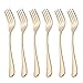 6 Piece Dinner Fork Set 7.3-inch Stainless Steel Table Forks Flatware Silverware Sets Cutlery Utensils Dinnerware Service for 6 Dishwasher Safe (Gold)