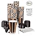 Hornbit Disposable Coffee Cups with Lids and Coffee Stirrers (Set of 50) - 16 oz Ripple Wall Insulated Hot Paper Coffee Cups - Stylish Grande Cup Size for Hot and Cold Drinks (16 oz, Shades of Brew)