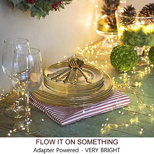MANGO S Quality LED Fairy Lights,2 Pack 100LED 33f Battery Powered Remote Control Waterproof Dimmable Copper Wire Strip Lamp for Bedroom Patio Garden Indoor Outdoor Christmas Decor- Warm White