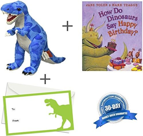 Tyrannosaurus Rex 9" Tall Plush T-Rex Dinosaur Stuffed Animal Complete with ‘How Do Dinosaurs Say Happy Birthday’ Board Book – The Perfect Gift For Dinosaur Lovers by Paisti