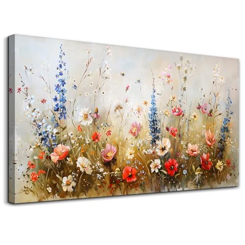 Hyidecorart Colourful Flowers Pictures Decoration Living Room Modern 59 x 119 cm | Exquisite Art, HD Print, Easy to Hang, Large Format, Versatile Wall Decor, Gift, Quick Assembly