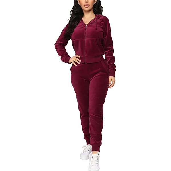 Yeshire Women's 2-Piece Tie Dye Tracksuit — Off Shoulder Long Sleeve Top & Sweatpants Set, Wine Red, X-Large - View #4