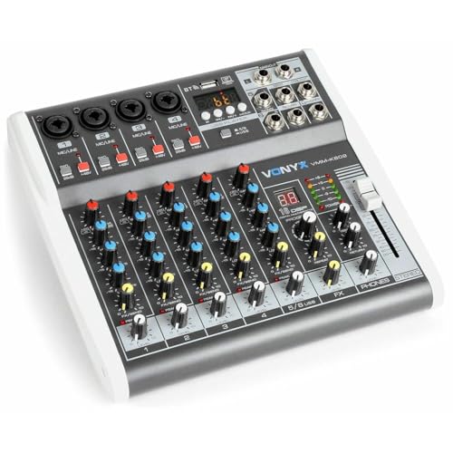 Vonyx Vmm-K602 Table De Mixage - 6 Canaux, Technologie Sans Fil Bluetooth, 16 Effets Inclus, Usb, Égaliseur, Option Chant, Idéal Pour Des Applications Chants Et Dj