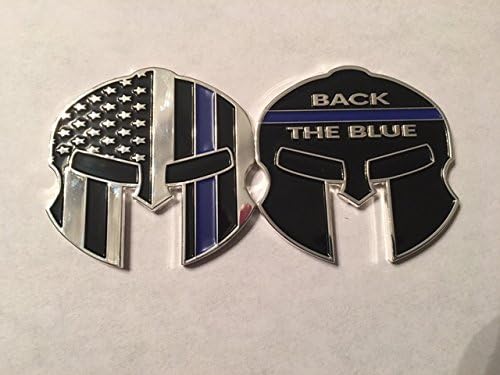 Ballhawgs Goods Thin Blue Line Back The Blue Warrior Mask Police Challenge Coin