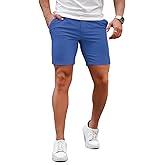 GINGTTO Mens Slim Fit Shorts Plaid Chino Short Tapered Leg Skinny Stretch