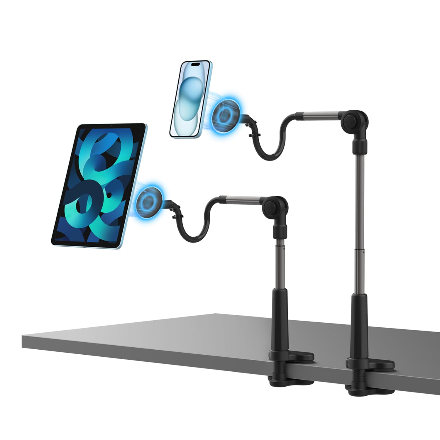 Photo 1 of CPLR: EZpod Magnetic Tablet & Cell Phone Holder Mount for Bedstand | Desktop Compatible with MagSafe for iPhone 16 15 14 13 Pro Max Mini with 360° Rotation and Flexible Gooseneck Tabletop Clamp Stand