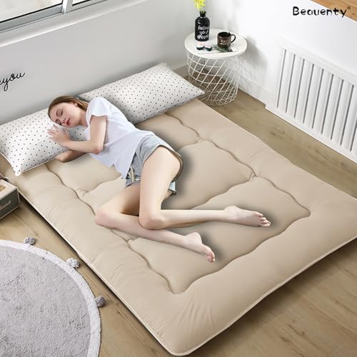 Beauenty Japanese Floor Mattress, Roll Up Quilted Bed Futon Mattress, Thicken Sleeping Pad, Portable Daybed Guest Bed,120 * 200CM(Style 5)