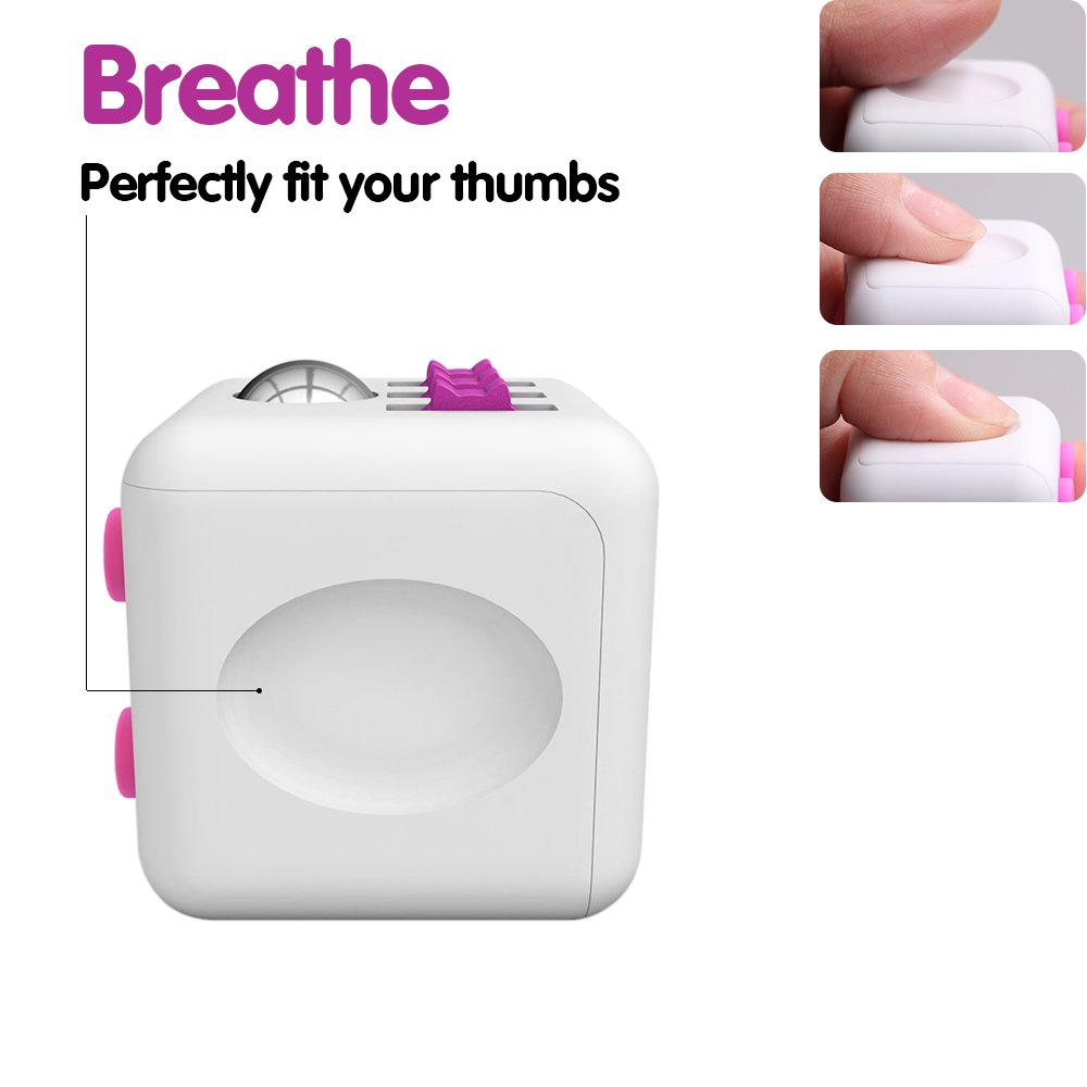 Lodabodkin Fidget Cube Relieves Stress and Anxiety for Children and Adults, Anxiety Attention Toy (White-pink)