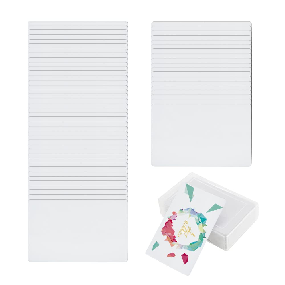 60 Pcs Sublimation Metal Business Cards, Sublimation Business Card Blanks, 0.22 mm Thick Aluminum Alloy White Business Cards, 3.4 x 2.1 Inch Blanks Name Card