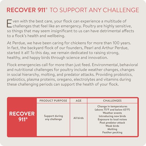FLOCKLEADER RECOVER 911, SEVERE STRESS PROBIOTIC WATER SUPPLEMENT FOR CHICKENS WITH ELECTROLYTES, PREBIOTICS & OREGANO, MOLTING, EXTREME WEATHER, AND PREDATOR ATTACK SUPPORT, 8 OZ