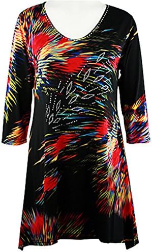 Valentina Signa - Blended Fusion, 3/4 Sleeve Sharkbite Tunic Rhinestone Accents