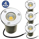 ZUCKEO Landscape Spotlight 3W LED Well Light 12V 24V Low Voltage Water-resistant Outdoor Deck Light Yard Garden Patio In-ground Light, Warm White(4 pack )