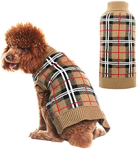 JIATECOO Classic Plaid Dog Sweater - Puppy Festive Winter Warm Cute Clothes