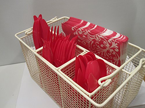 Utensil Caddy Multi-Purpose Steel Mesh Great for Kitchen, Dining, Entertaining, Tailgating, Picnics, Silverware, Napkin Holder, and Condiment Organizer - Thumbnail 2