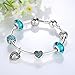 Presentski Charm Bangle with Silver Plated Charms Glass Beads and Heart Pendant for Girls Women
