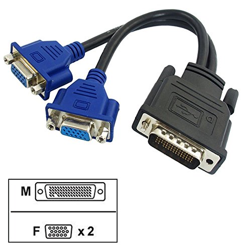 Hosyl DMS-59 Pin Male to Dual VGA Female Y Splitter Video Card Adapter Cable 9.4" Length