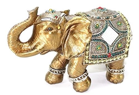 KT Feng Shui 9 große goldene Elefantenstatue, Glücksfigur, Hauseinweihung, Geschenk und Heimdekoration, US